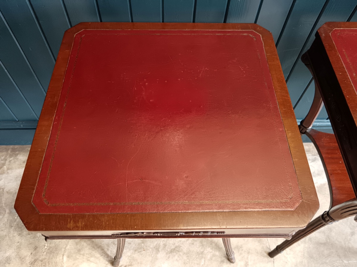 A pair of Regency style red leather top Mahogany lamp tables (6).jpg